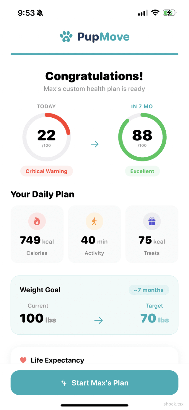 PupMove custom health plan